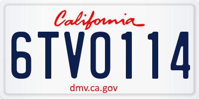 CA license plate 6TVO114