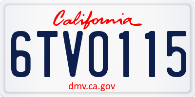 CA license plate 6TVO115