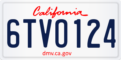 CA license plate 6TVO124