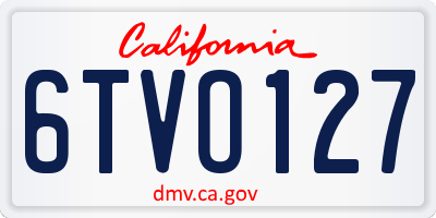 CA license plate 6TVO127