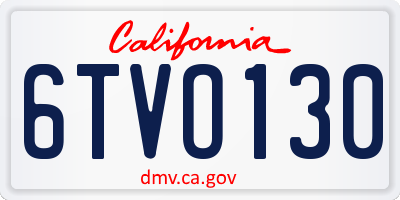 CA license plate 6TVO130