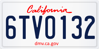 CA license plate 6TVO132