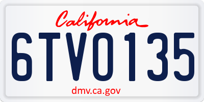 CA license plate 6TVO135