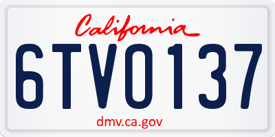 CA license plate 6TVO137