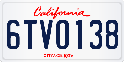 CA license plate 6TVO138