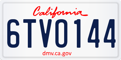 CA license plate 6TVO144