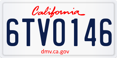 CA license plate 6TVO146
