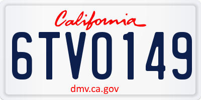 CA license plate 6TVO149