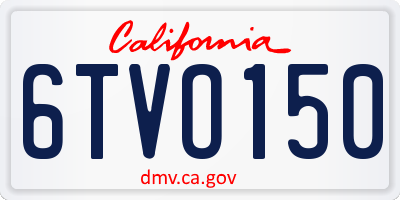 CA license plate 6TVO150