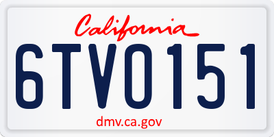 CA license plate 6TVO151