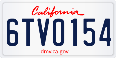 CA license plate 6TVO154