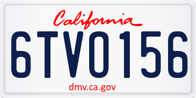 CA license plate 6TVO156