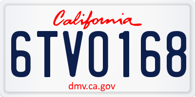 CA license plate 6TVO168