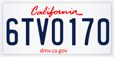 CA license plate 6TVO170