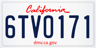 CA license plate 6TVO171