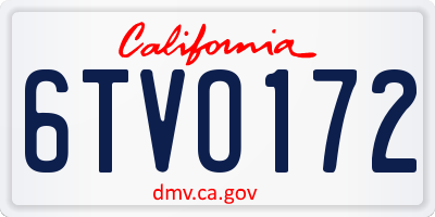 CA license plate 6TVO172