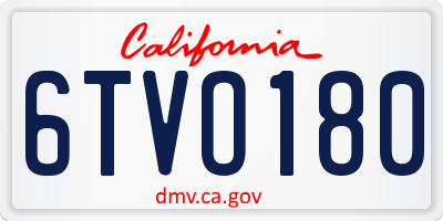 CA license plate 6TVO180