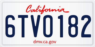 CA license plate 6TVO182