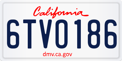 CA license plate 6TVO186