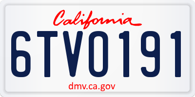 CA license plate 6TVO191