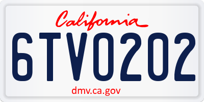 CA license plate 6TVO202
