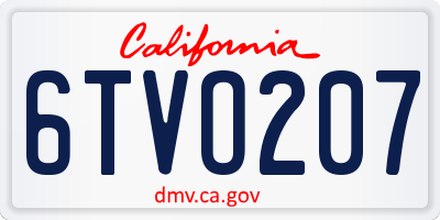 CA license plate 6TVO207