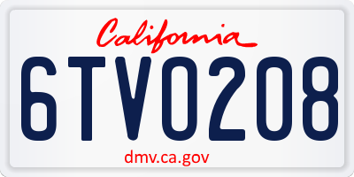CA license plate 6TVO208