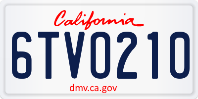CA license plate 6TVO210