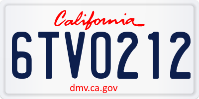 CA license plate 6TVO212
