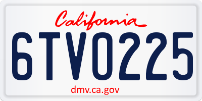 CA license plate 6TVO225