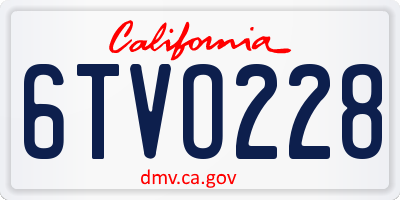 CA license plate 6TVO228