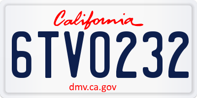 CA license plate 6TVO232