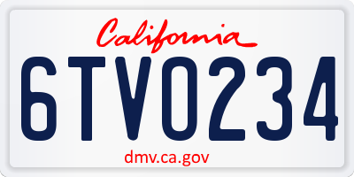 CA license plate 6TVO234