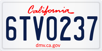 CA license plate 6TVO237