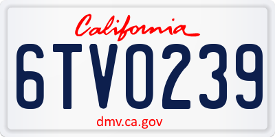 CA license plate 6TVO239