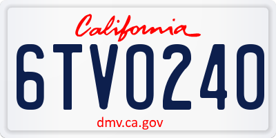 CA license plate 6TVO240