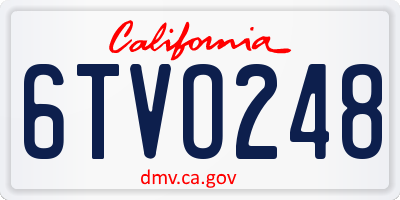 CA license plate 6TVO248