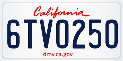 CA license plate 6TVO250