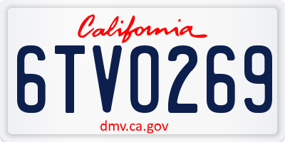 CA license plate 6TVO269