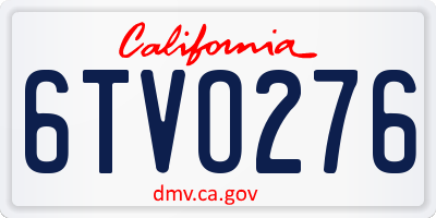 CA license plate 6TVO276