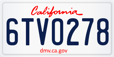 CA license plate 6TVO278