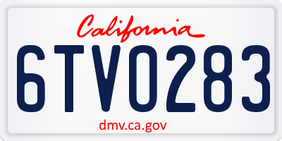 CA license plate 6TVO283