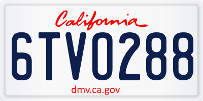 CA license plate 6TVO288