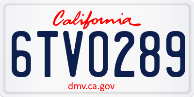 CA license plate 6TVO289