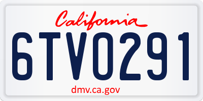 CA license plate 6TVO291