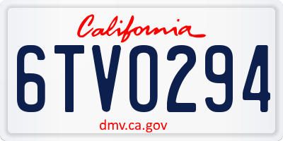 CA license plate 6TVO294