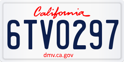 CA license plate 6TVO297