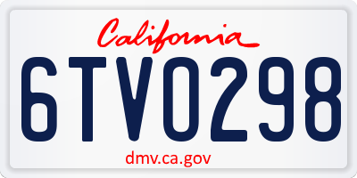 CA license plate 6TVO298
