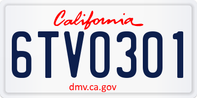 CA license plate 6TVO301