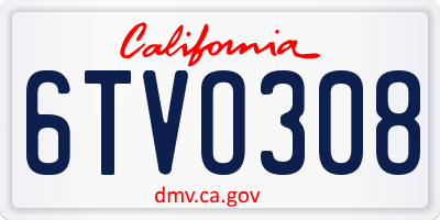 CA license plate 6TVO308